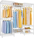 VIPEK V5 Medium Portable Closet Wardrobe Heavy Duty Clothes Rack, Freestanding Closet Metal Clothing Rack with 4 Hang Rods & 8 Shelves, Adjustable Custom Closet Rack, 56.7' Lx15.7 Wx76.4 H, White