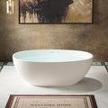 WOODBRIDGE 59' Stone Resin Freestanding Soaking Tub, Modern Oval Solid Surface Bathtub with Integrated Slotted Overflow & Drain, Matte White, B0055