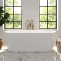FerdY Shangri-La 67' Acrylic Freestanding Bathtub, Classic Oval Shape Acrylic Soaking Bathtub with Brushed Nickel Drain & Bath Pillow for Bathtub,Thick Tub Pillows, Breathable 4D Air Mesh