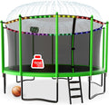 LHX 8 10 12 14 15 16FT Tranpoline Outdoor 1500LBS with Basketball Hoop, Light and Sprinkler, Large Heavy Duty Round Recreational Tranpoline for Kids and Adults for Family Backyard Fun, ASTM Approved