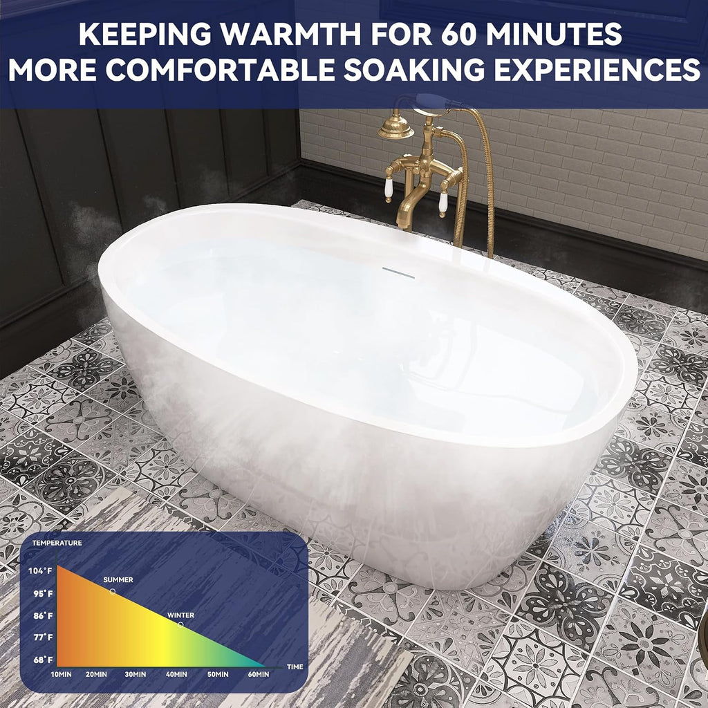 59' Acrylic Free Standing Tub, Stand Alone Tub, Freestanding Bathtub, Soaking Bathtub, cUPC Certified, YL(Glossy White)