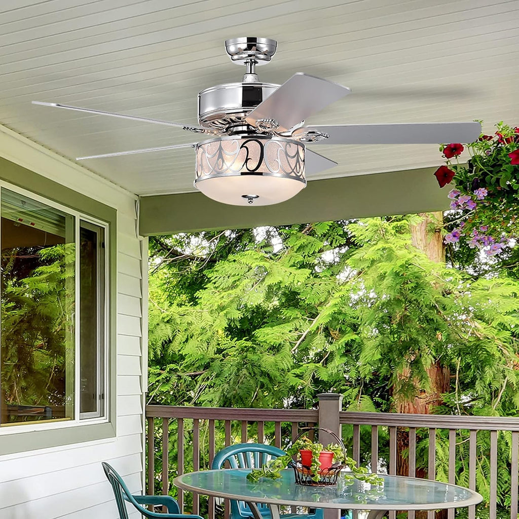 Tangkula 52?Ceiling Fan w/Lights & Remote Control, Lighting Fan w/5 Reversible Blades, 3 Wind Speed, Timer Function, Fan Lamp Suitable for Living Room, Bedroom (Silver)