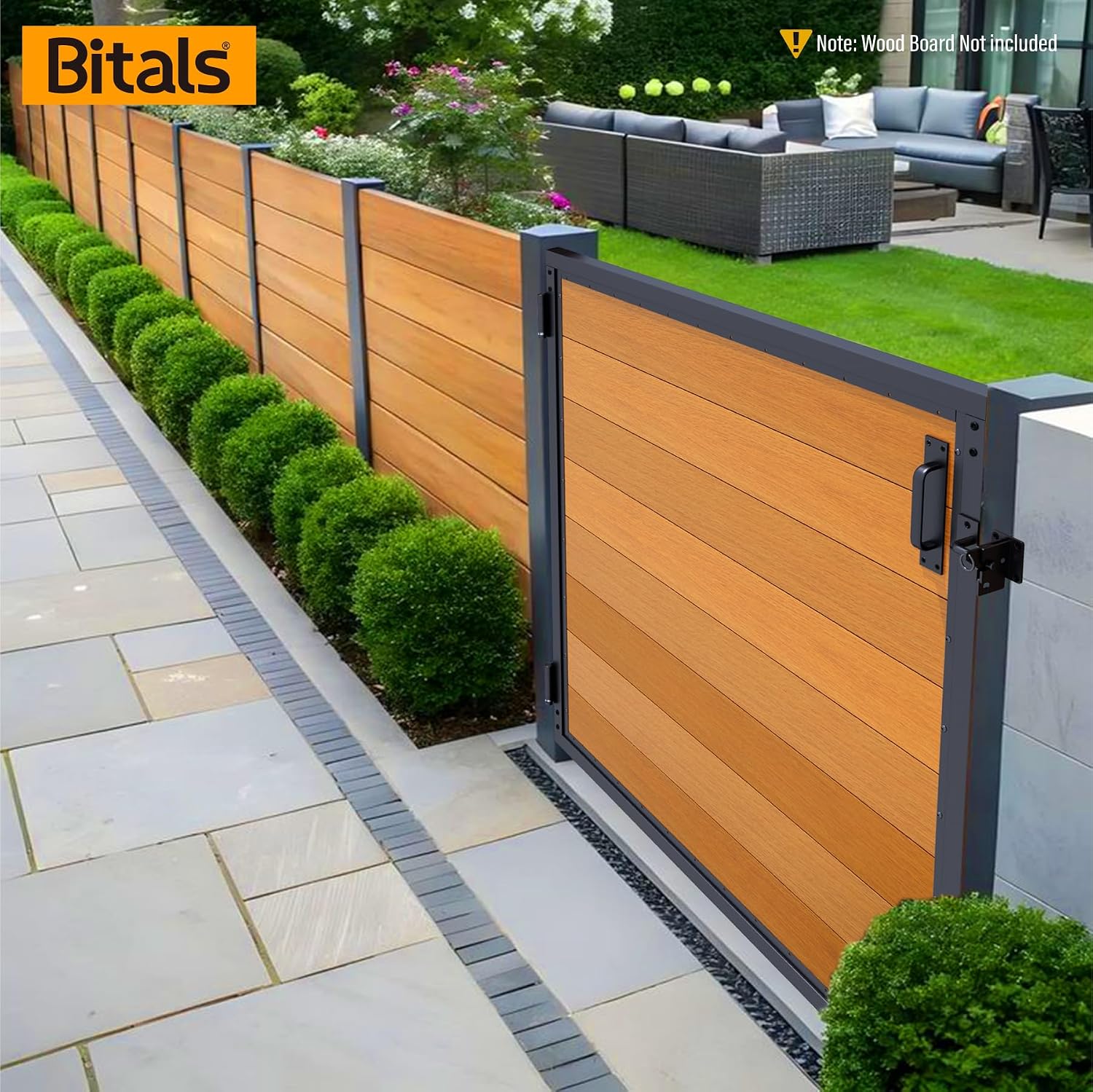 4x4FT Fence Gate Frame Kit 201 Stainless Steel Anti-Sag Heavy Duty Garden Gate Reinforcement Hardware, Left/Right Mount (No Panels Included)46.78'W x 47.2'H