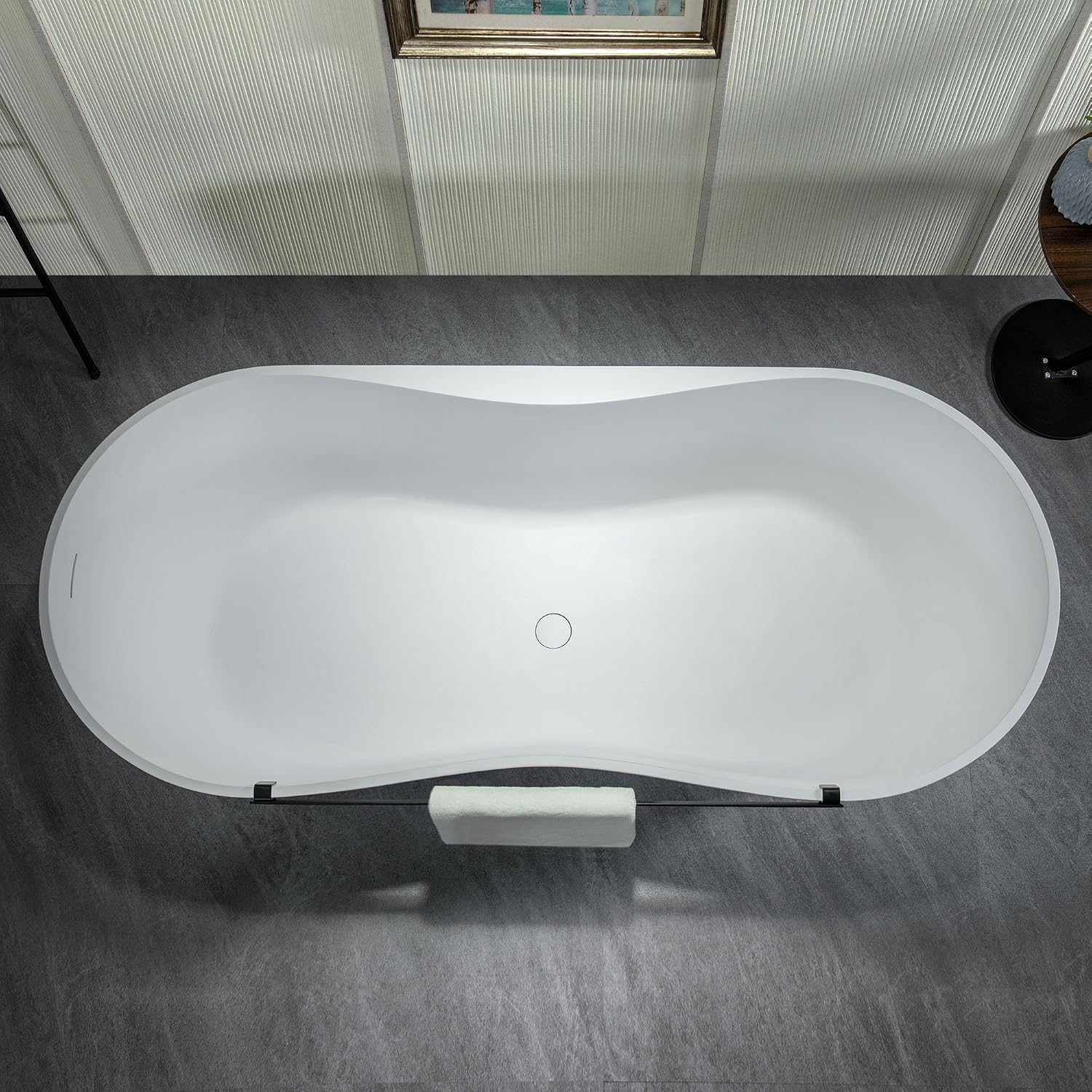 WOODBRIDGE 71' L x 31-1/2' W Luxury Contemporary Solid Surface Stone Resin Freestanding Bathtub in Matte White