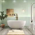 59' Premium Solid Surface Freestanding Bathtubs, Upgraded Matte White Modern Design Stand Alone Stone Resin Tub with Overflow and Pop-up Drain