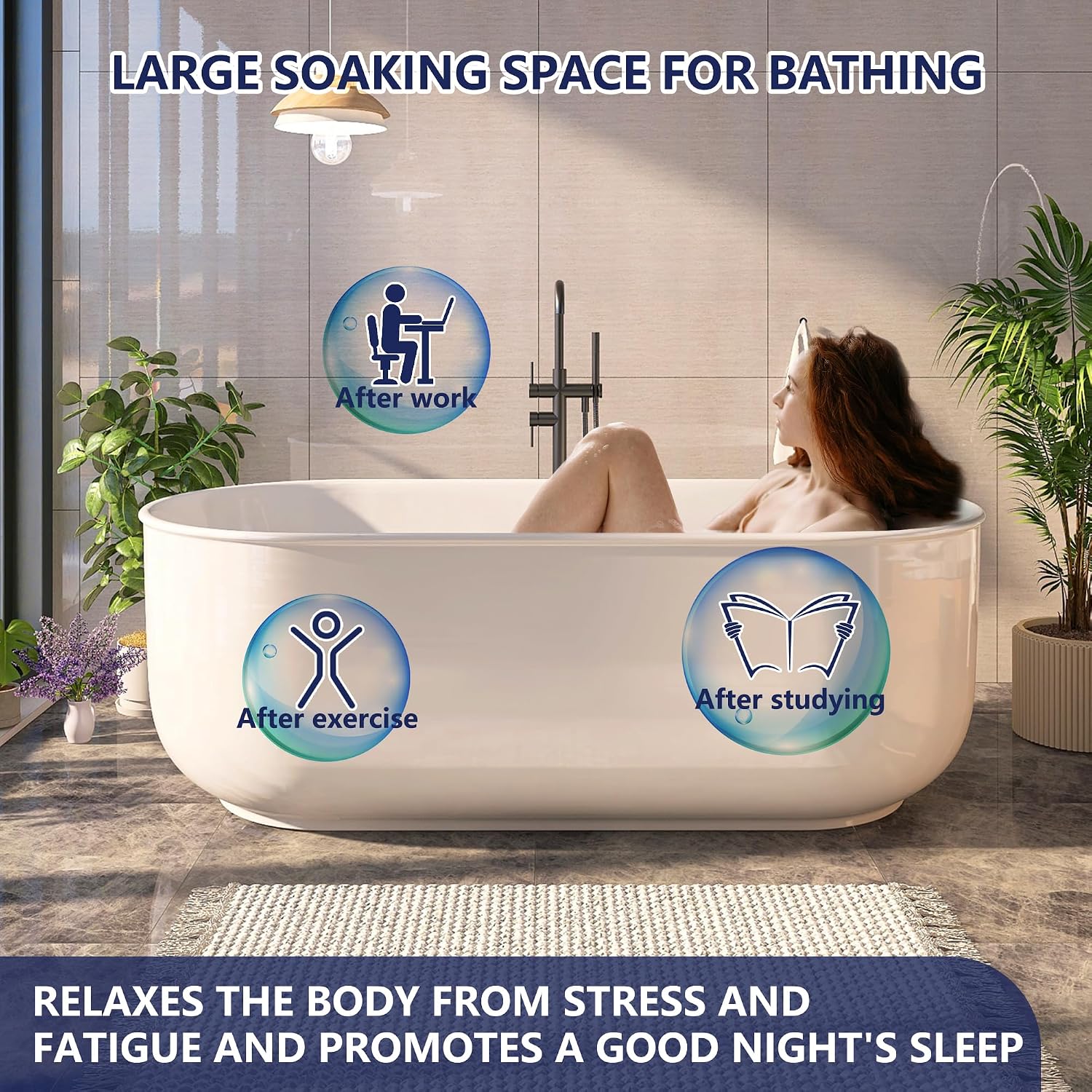 67' Acrylic Free Standing Tub, Stand Alone Tub, Freestanding Bathtub, Soaking Bathtub, cUPC Certified, CY(Glossy White)