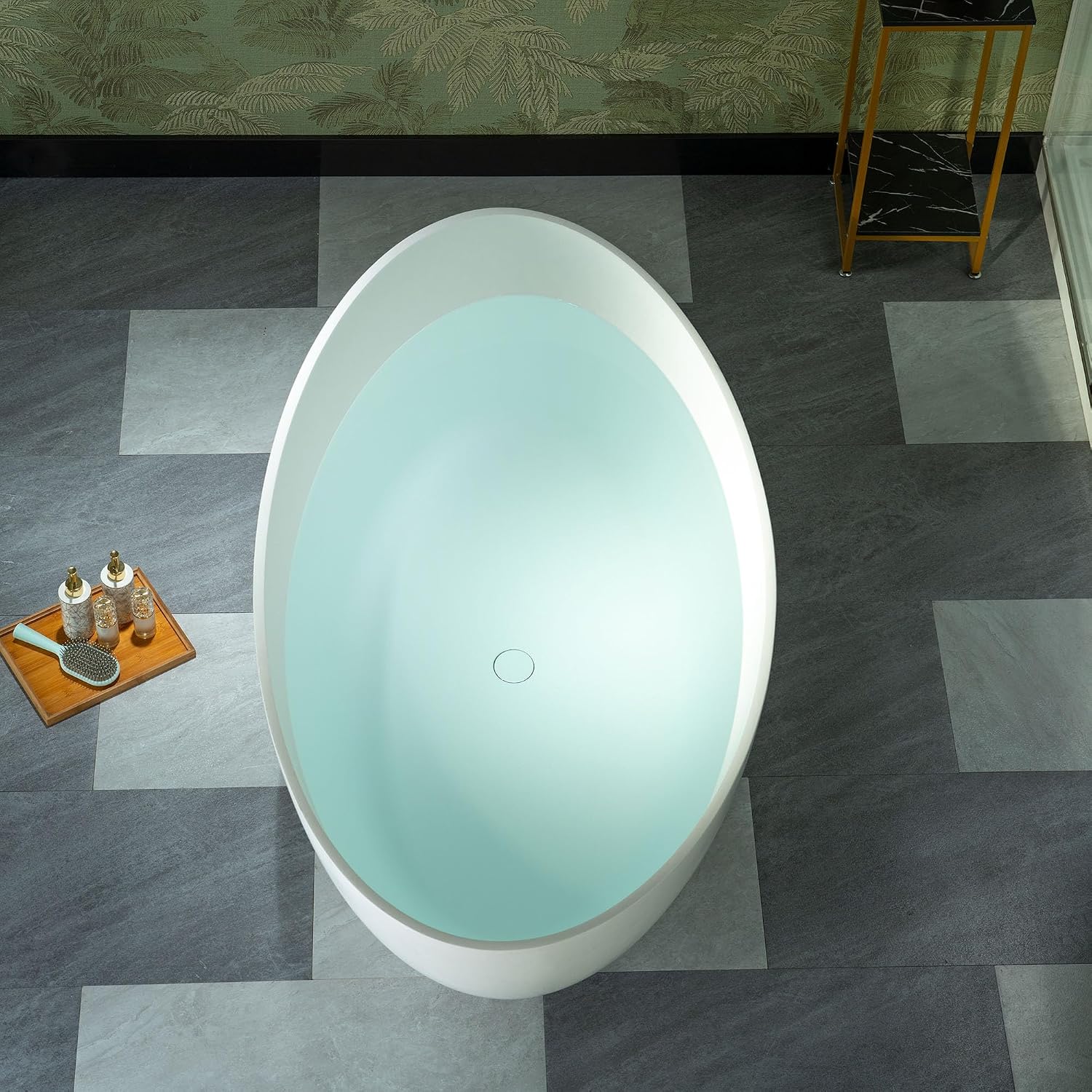 WOODBRIDGE 63' L x 35-3/8' W Luxury Contemporary Solid Surface Stone Resin Freestanding Bathtub in Matte White