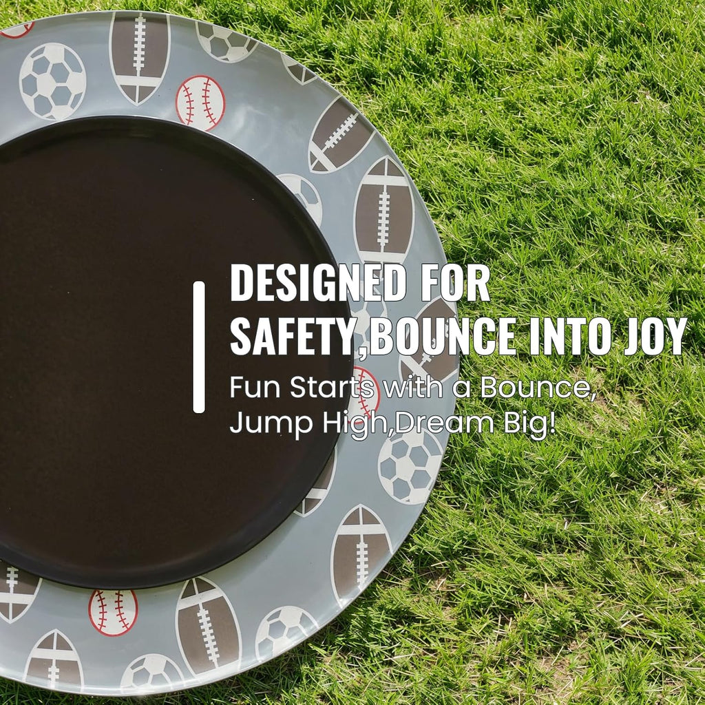LAMERGE 55' 7-in-1 Round Trampoline for Kids Boys & Girls Ages 1-8, Indoor & Outdoor Trampoline for Fun, Adjustable Height Handrail ＆ Enclosed Safety Net ＆ Durable Designs for Toddlers Children