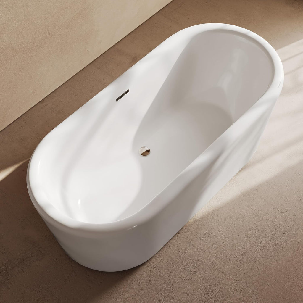 Swiss Madison Nanterre 68' Soaking Freestanding Bathtub in Glossy White, Drain Included