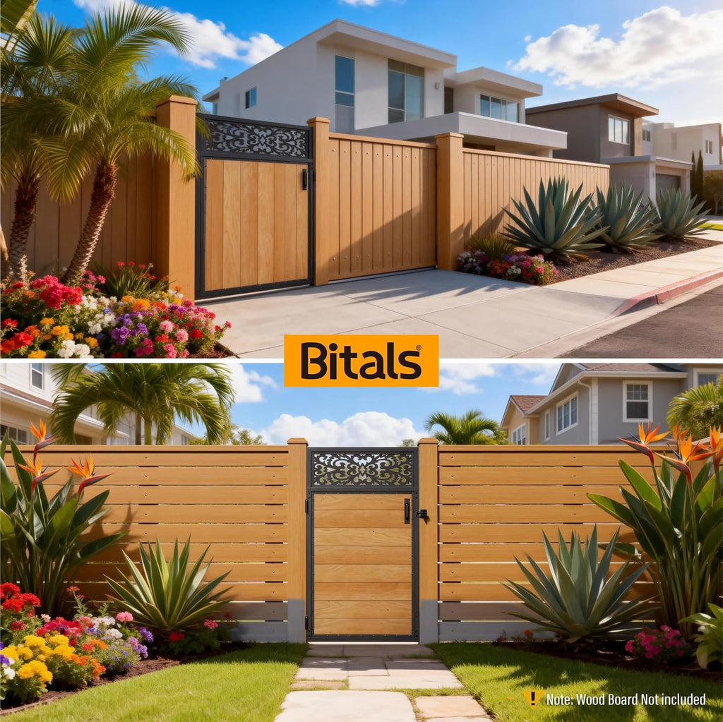 3x5FT Fence Gate Frame Kit 201 Stainless Steel Anti-Sag Heavy Duty Garden Gate Reinforcement Hardware, Left/Right Mount (No Panels Included)(34.8'W X 59'H)