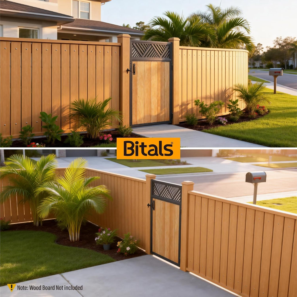 3x5FT Fence Gate Frame Kit 201 Stainless Steel Anti-Sag Heavy Duty Garden Gate Reinforcement Hardware, Left/Right Mount (No Panels Included)(34.8'W X 59'H)