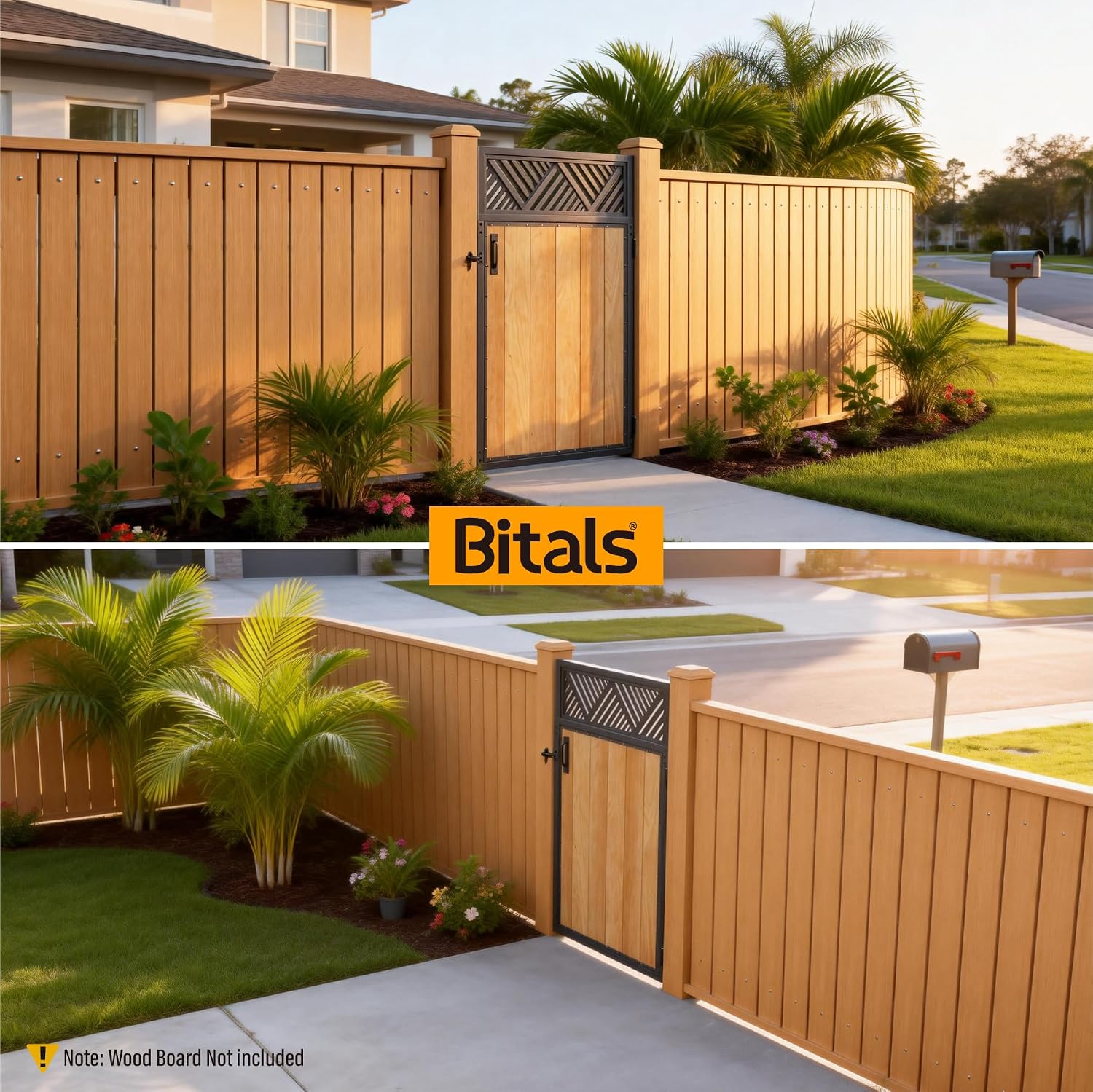 3x5FT Fence Gate Frame Kit 201 Stainless Steel Anti-Sag Heavy Duty Garden Gate Reinforcement Hardware, Left/Right Mount (No Panels Included)(34.8'W X 59'H)