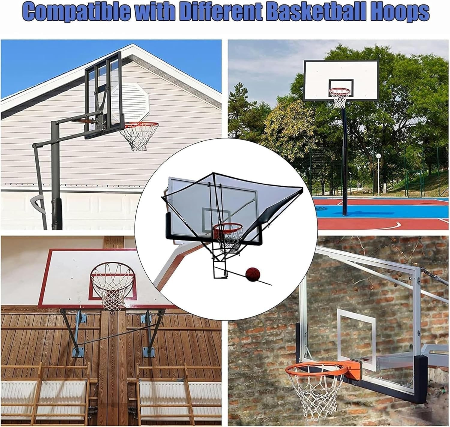 Shootaround Basketball Basketball Net Return Portable Shooting Trainer for Children Teenagers Adults Beginners Folding Metal Hanging Basketball Return Attachment Device
