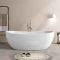 SJ STAR&JANE 65' Freestanding Bathtub, Acrylic Soaking Bathtub, Modern Acrylic Stand Alone Tub in white Intergrated Drain and Overflow,cUPC Certified
