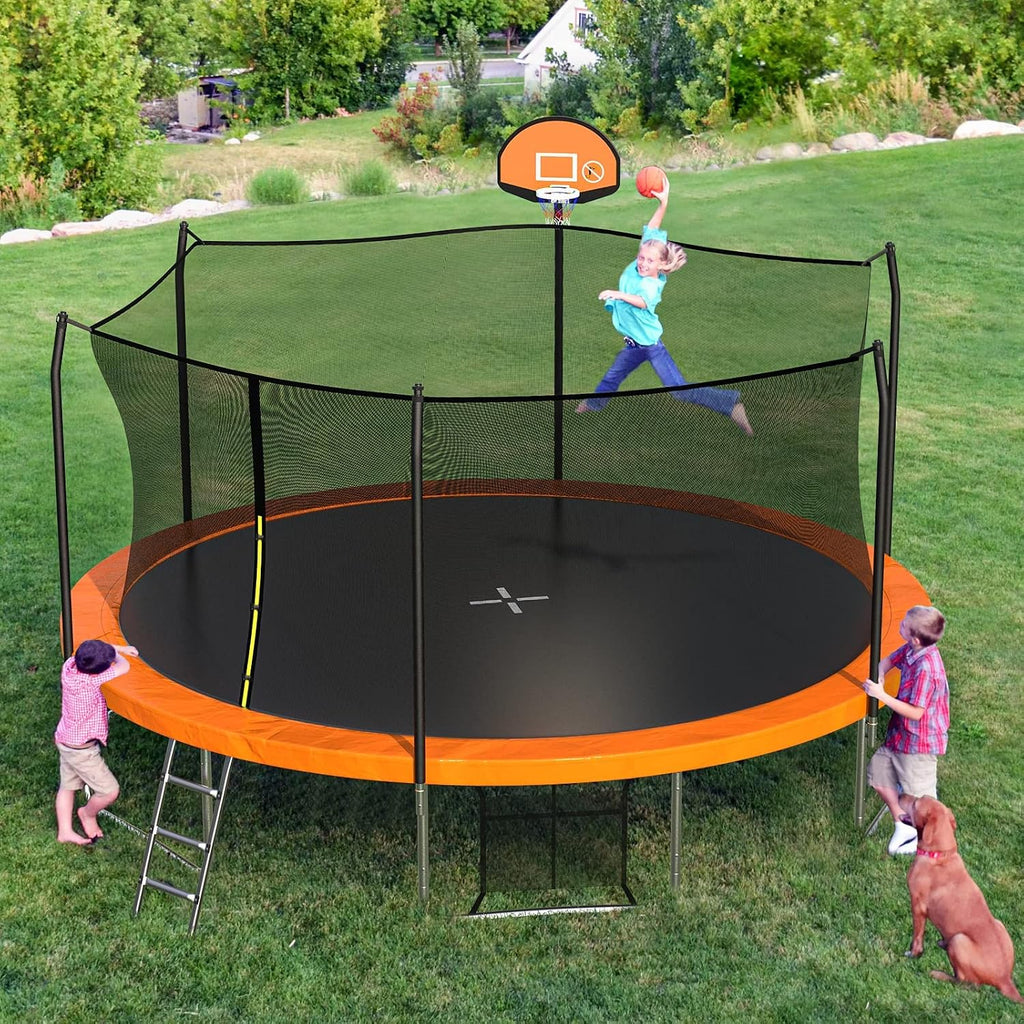 SKOK Trampoline for Kids,400LBS Outdoor Trampoline with Net-ASTM Approved Trampoline for Children and Adults