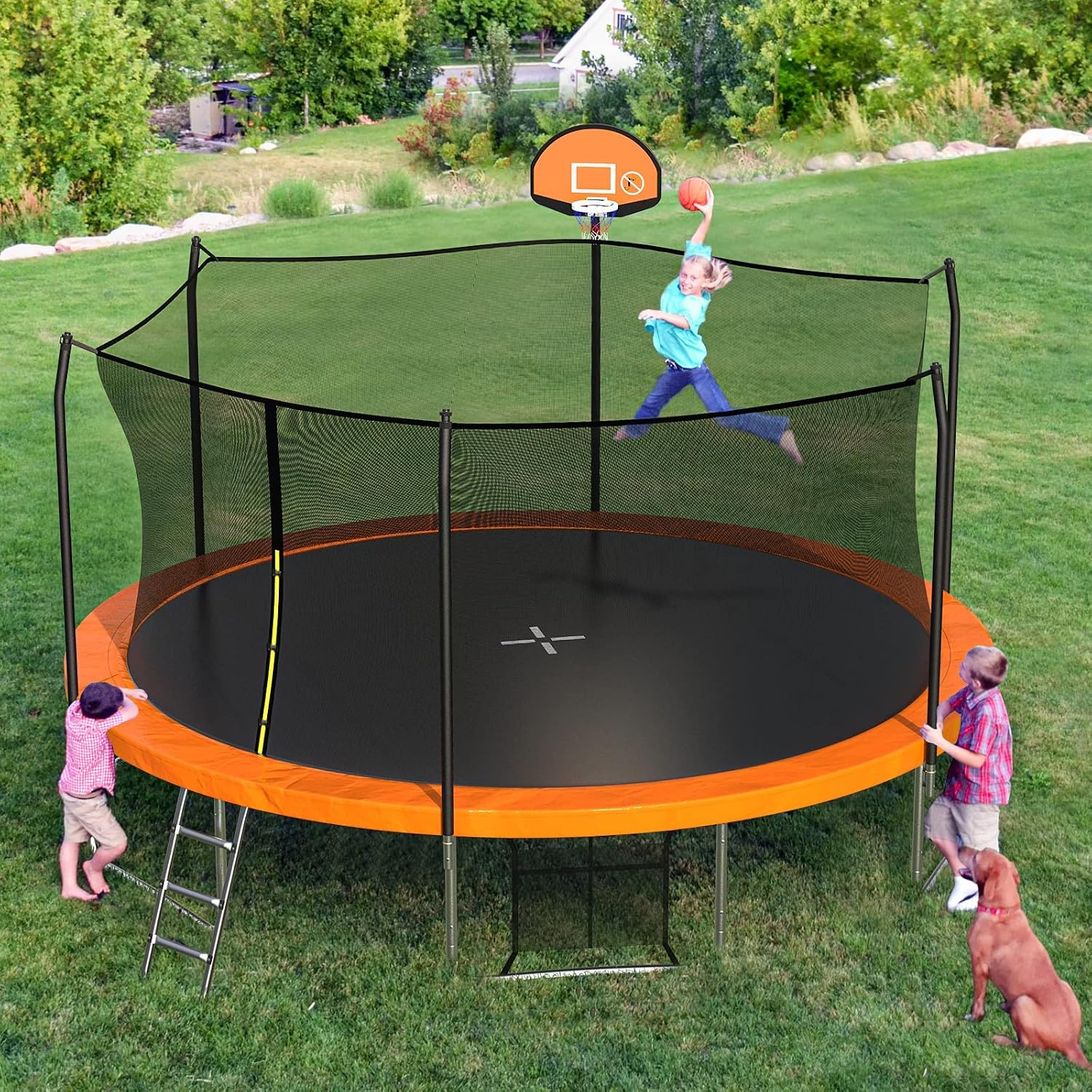 SKOK Trampoline for Kids,400LBS Outdoor Trampoline with Net-ASTM Approved Trampoline for Children and Adults