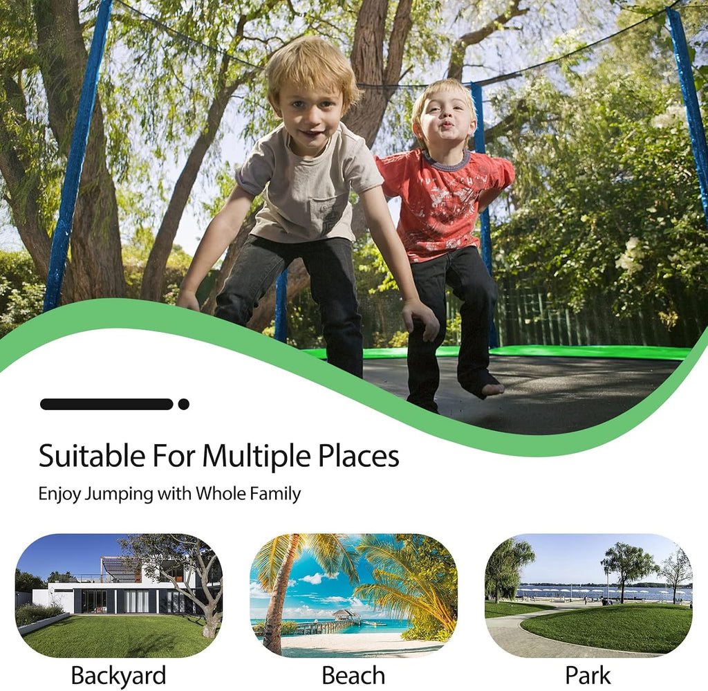 Lyromix 12FT Trampoline with Slide and Swings, ASTM Approved Large Recreational Tranpoline with Sprinkler, Basketball Hoop and Net, Capacity for 5-7 Kids Adults, Green