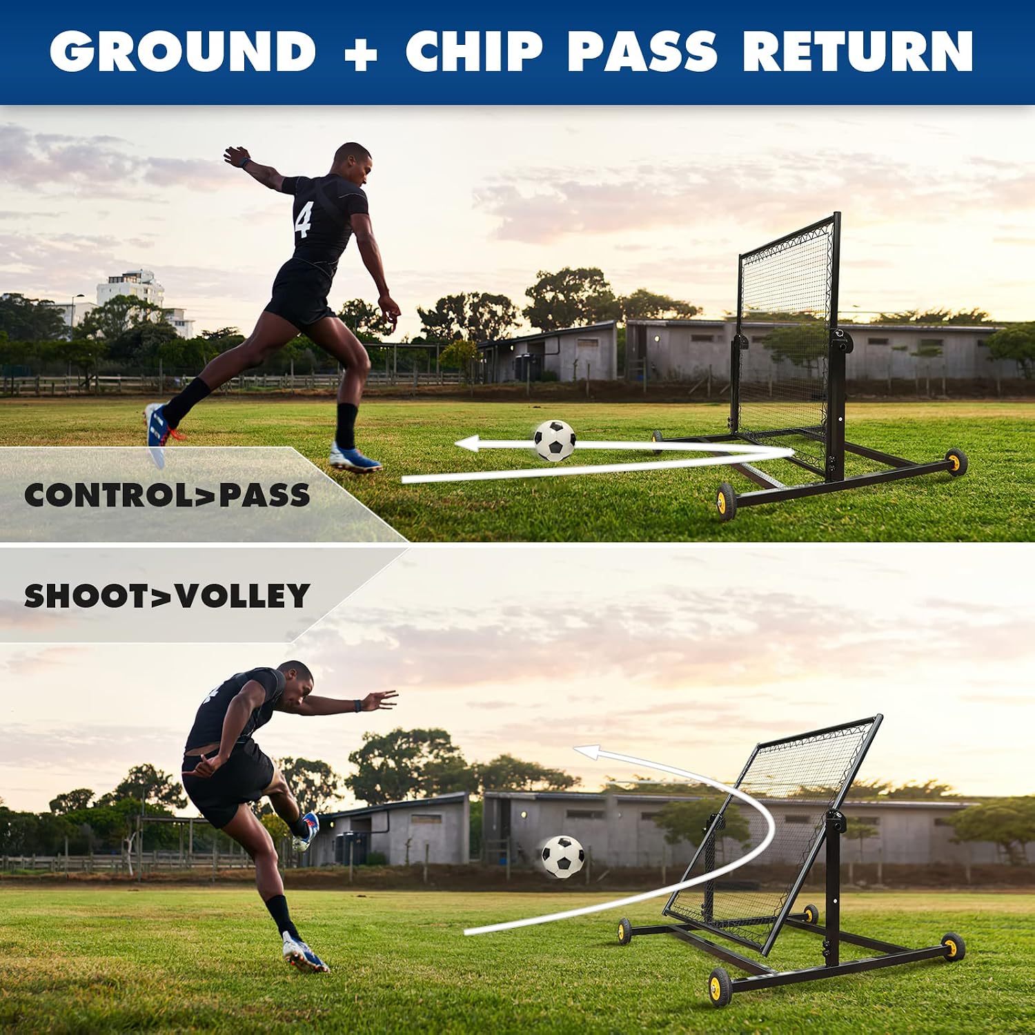 MR Height Adjustable Rebounder, Portable Sports Bounce Back Net, Adjustable Angle Pitch Back Return Net, Rebound Wall for Lacrosse, Baseball, Softball, Soccer, Football, Basketball, Volleyball, Tennis