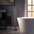 WOODBRIDGE High Flow Rate 8 GPM Freestanding Tub Filler Faucet with Hand Shower, Chrome,F0024CHSQ