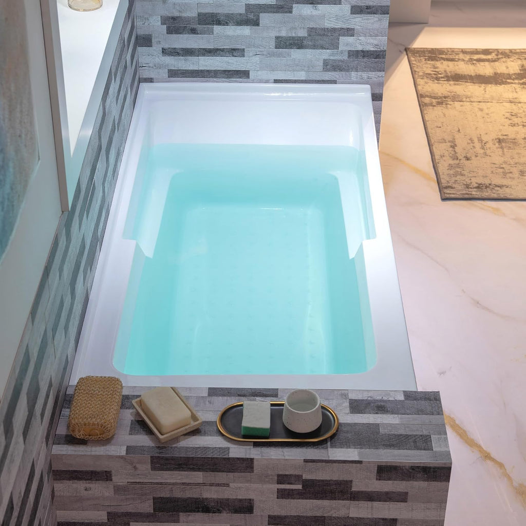 WOODBRIDGE 54' Acrylic Rectangular Alcove Soaking Bathtub in White with Left Drain, Chrome pop-UP Drain Included BA5430L