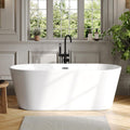 DeerValley 67' Acrylic Freestanding Bathtub, Deep Soaking Tub with Center Drain & Integrated Overflow, White Free Standing Tub, Stand alone Shower Tub with Ergonomic Design, DV-1T133S