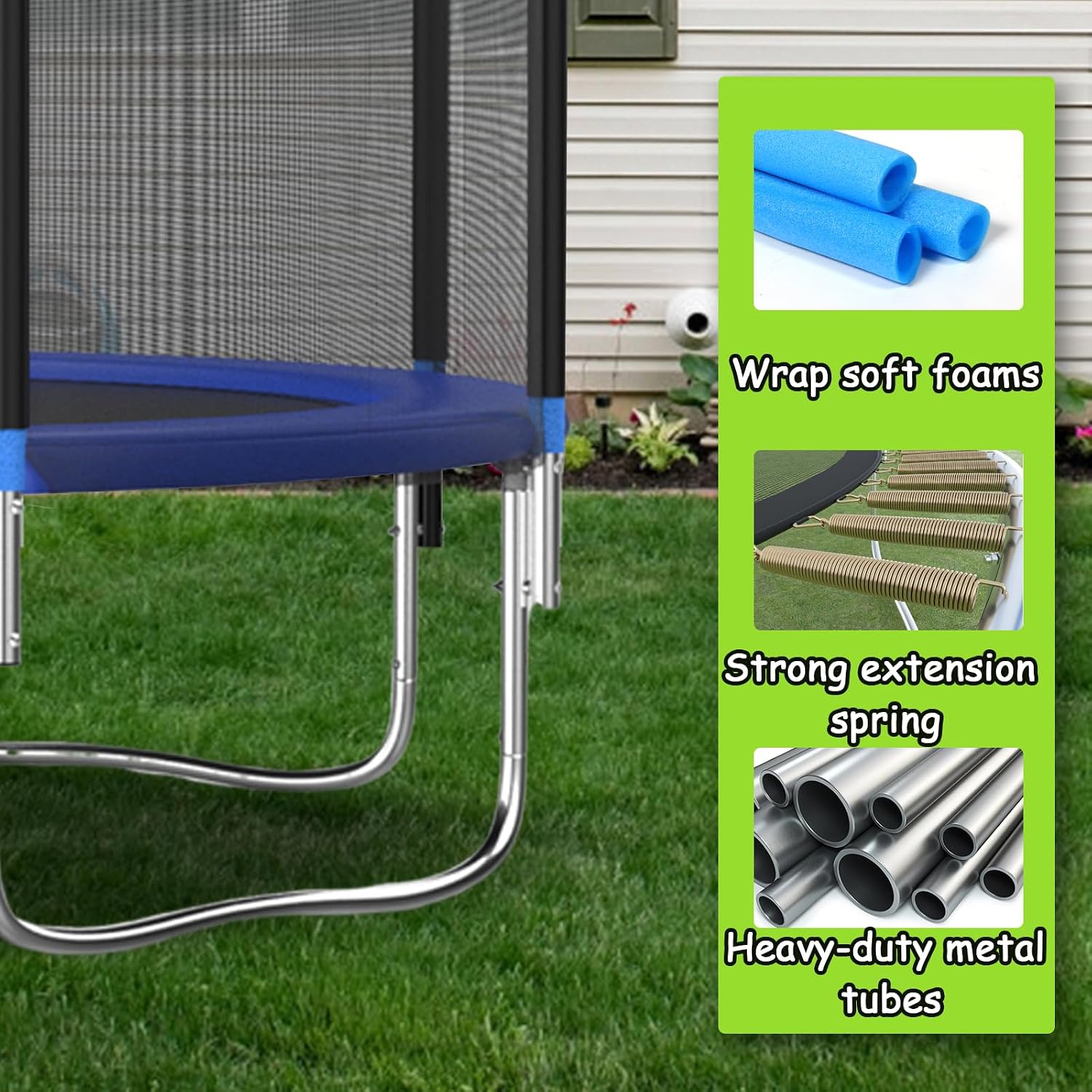 Tranpoline 10FT 12FT 14FT 16FT Tranpoline for Kids with Safety Enclosure Net Recreational Tranpoline for Adults ASTM Approval Backyard Outdoor Tranpoline with Basketball Hoop