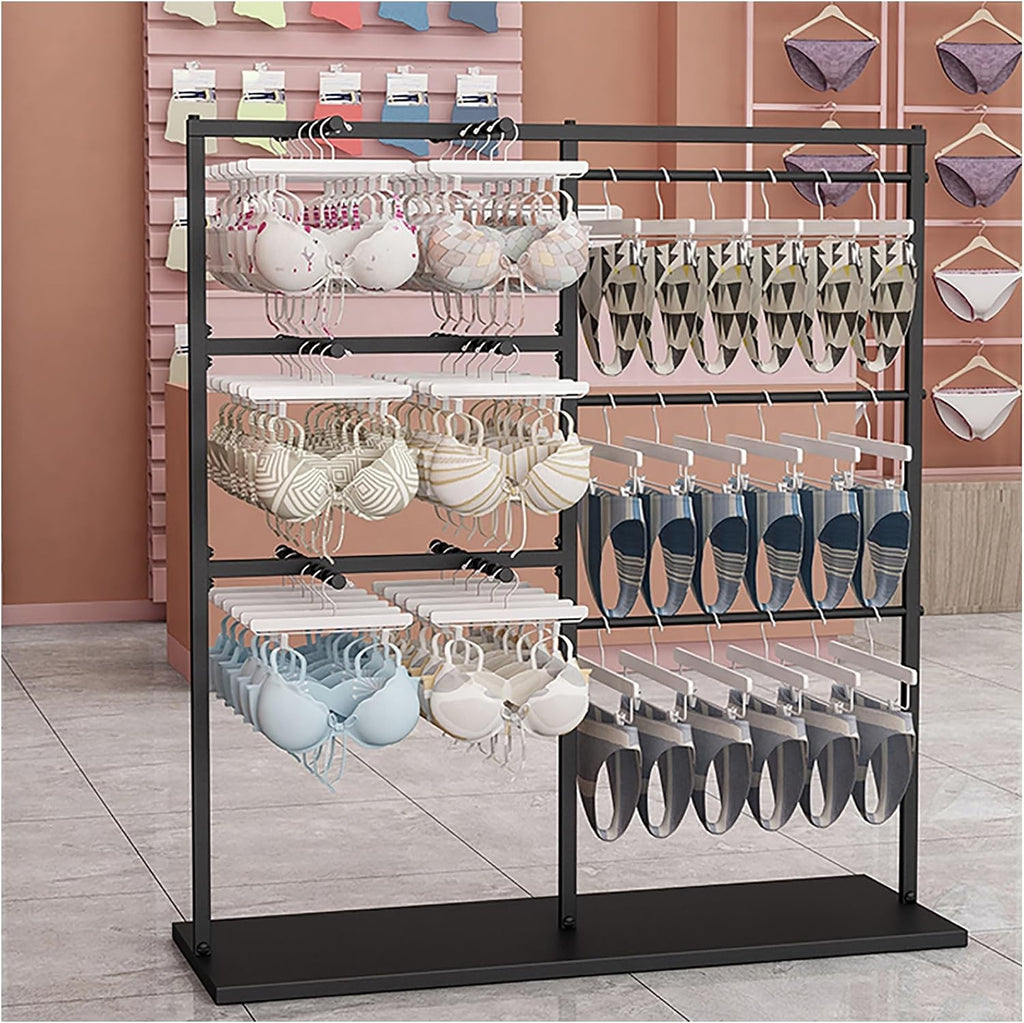 Coat Rack Stand, Metal Garment Rack, Creative Gold Underwear Shorts Shelf, Free-Standing Retail Display Clothes Racks, Underwear Display Stands, Commercial Shelves(Black 150x40x130cm)