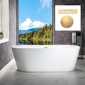 WOODBRIDGE 71' Acrylic Freestanding Bathtub Contemporary Soaking White Tub with Brushed Gold Overflow and Drain,B1701-BG