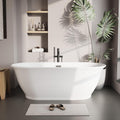GarveeTech 67 in Freestanding Acrylic Bathtub, Luxury Oval-Shaped Soaking Tub, Modern Stand Alone Bathtub with Chrome Drain, Chrome Overflow and Drainage Pipe, White