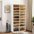 Folding Shoe Rack Storage Device,Large Plastic Folding Shoe Cabinet, Easy to Assemble Shoe Rack Storage Cabinet with Transparent Door Magnetic Buckle(9Tiers,36Pairs)