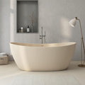 65'' Resin Stone Freestanding Bathtub, Solid Surface Free Standing Tub, Contemporary Design Soaking Tub with Pop-up Drain and Overflow, Stand Alone Tubs cUPC Certified, Latte color