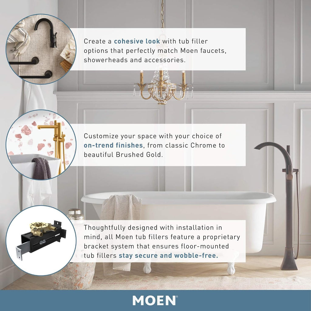 Moen 695 Voss One-Handle Freestanding Floor Mount Tub Filler with Handshower, Chrome