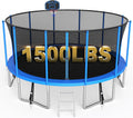SKYUP Tranpoline 1500LBS 16 15 14 12 10 8 FT Tranpoline for 7-10 Kids and Adults, Windproof Outdoor Tranpoline with Enclosure Net, Basketball Hoop, Easy to Install & Last Long - ASTM Approved
