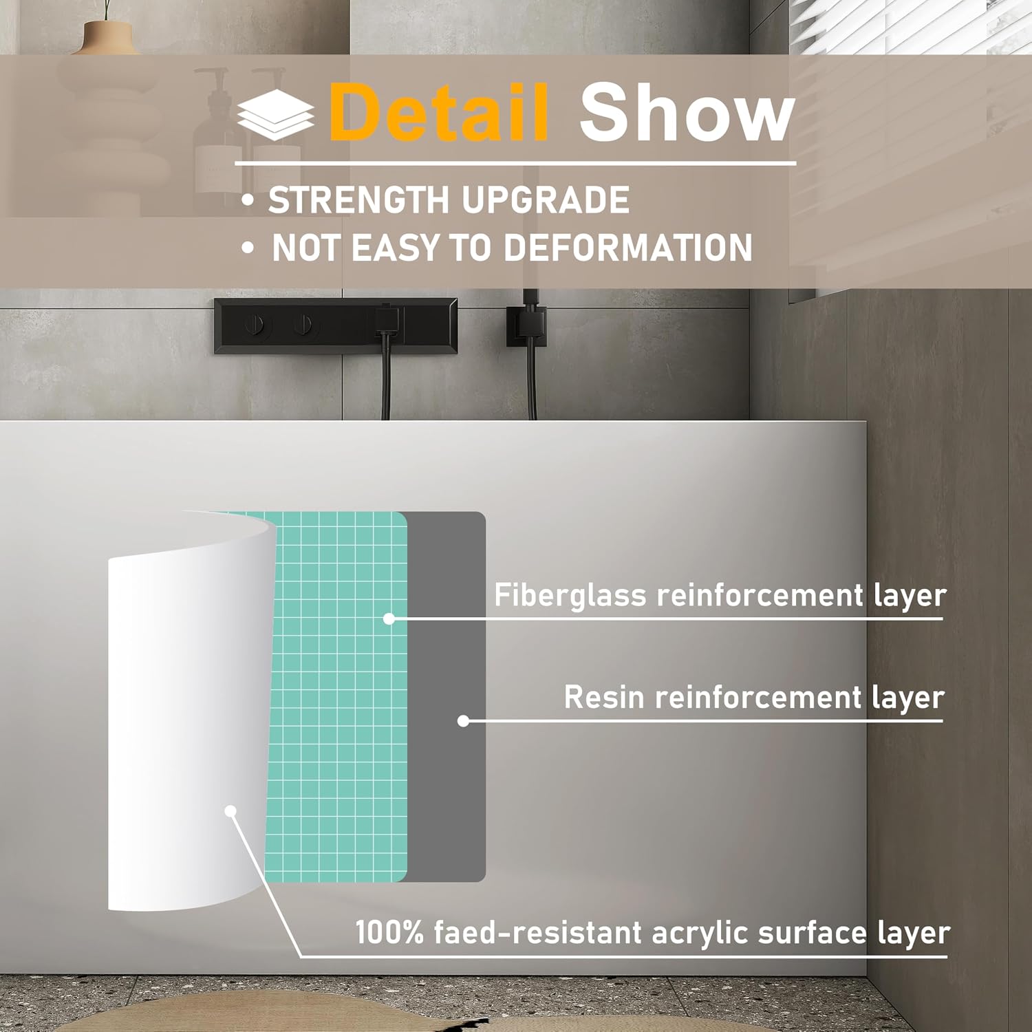47' Acrylic Freestanding Bathtubs, Stand Alone Tub, Japanese Soaking Tubs for Bathroom, Integrated Overflow and Drain, cUPC Certified, Gloss White