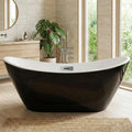 GarveeLife 67 Inch Black Freestanding Bathtub, Deep Soaking Acrylic Tub, Modern Standalone Soaker with Polished Chrome Overflow and Pop-Up Drain, Matte Black Finish