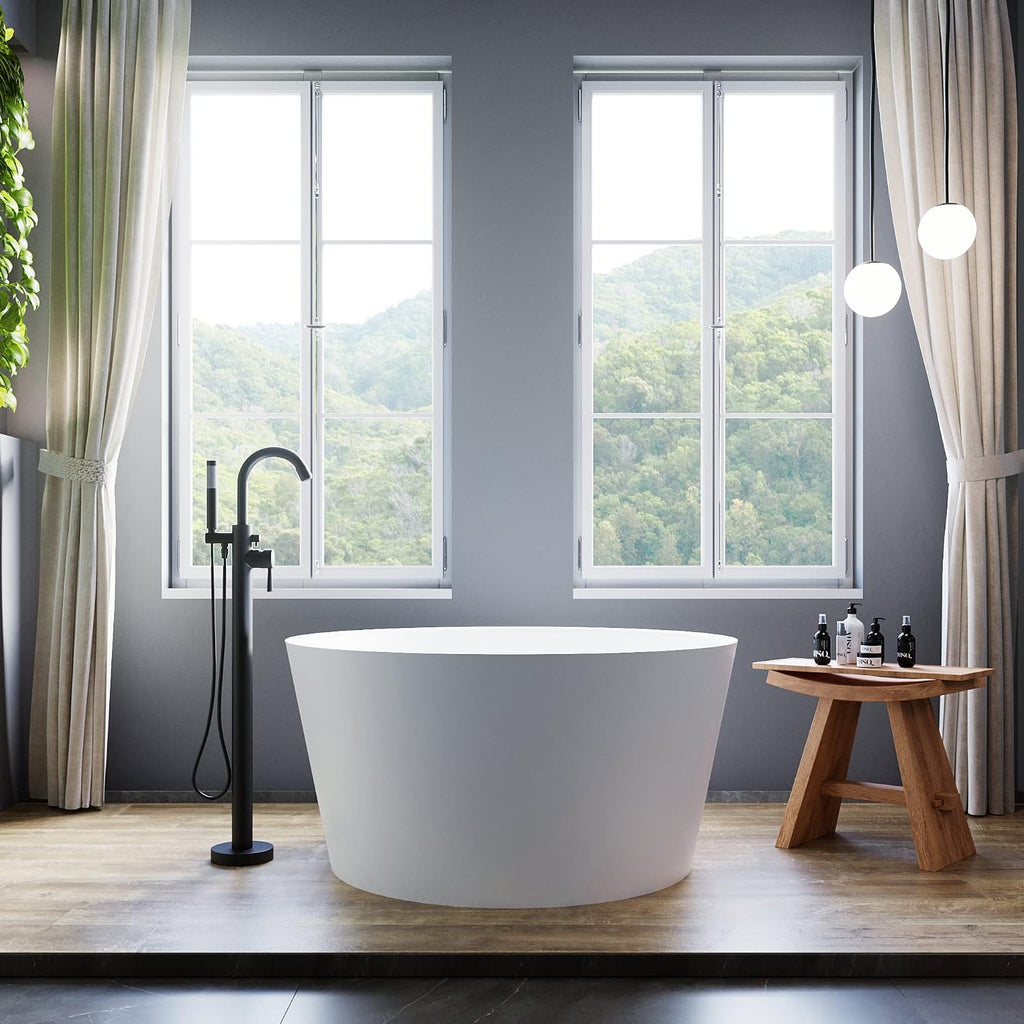 Dowell 078 48' Round Luxury Stone Resin Solid Surface Freestanding Bathtub White Modern-Roud 48'