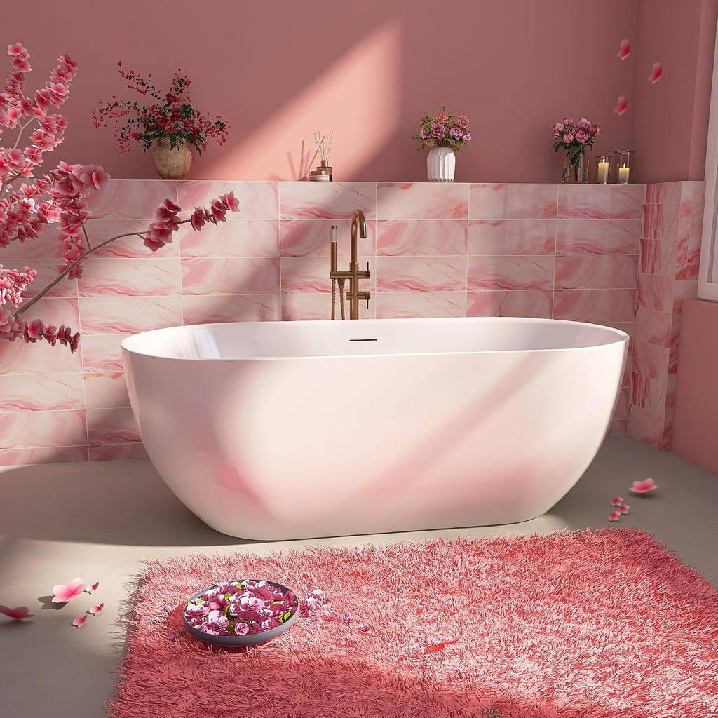 67' Acrylic Free Standing Tub, Stand Alone Tub, Freestanding Bathtub, Soaking Bathtub, cUPC Certified, SE(Glossy White)