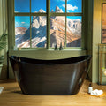 WOODBRIDGE 59' L x 28-3/4' W Freestanding Contemporary Soaking Bathtub with Matte Black Drain & Overflow, Black, B8811-MB