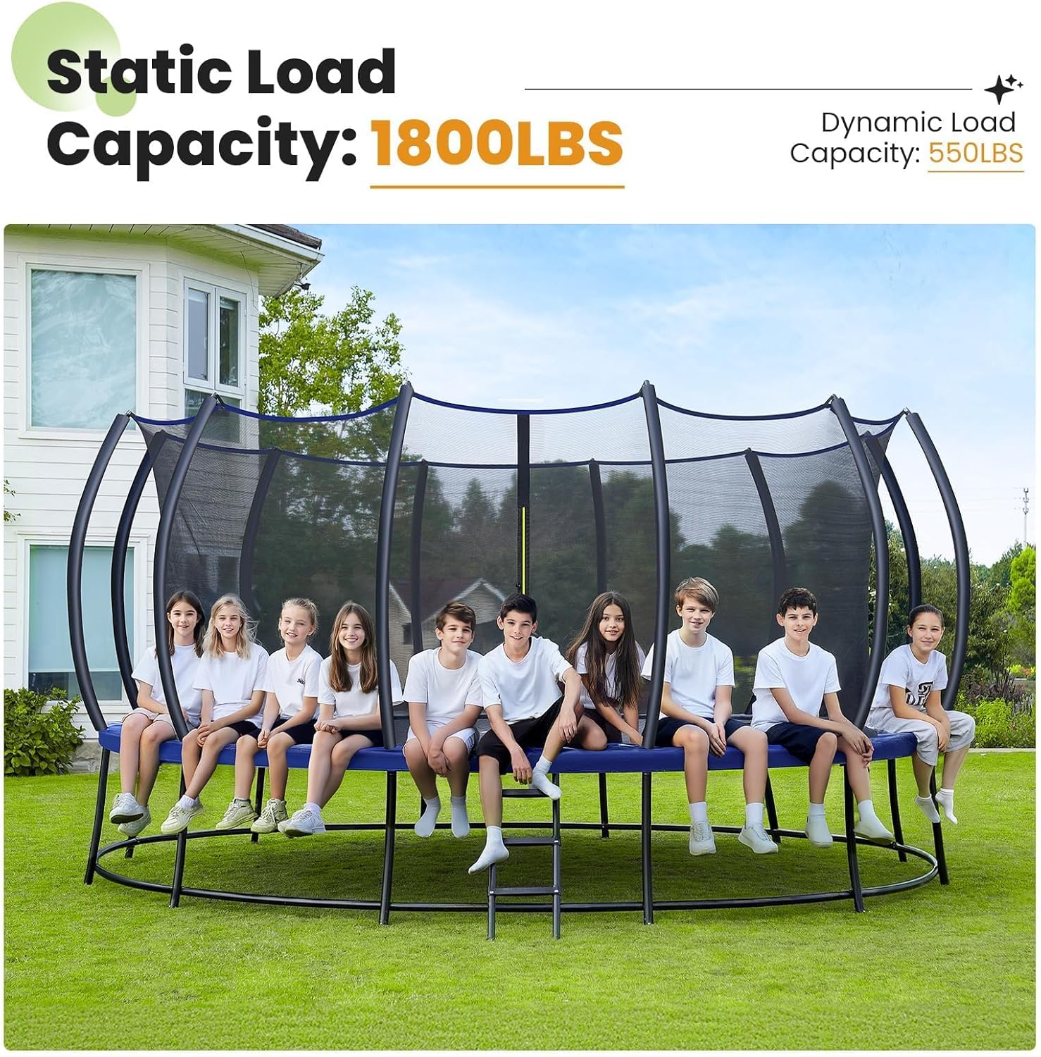 Zupapa 1800LBS Capacity Double Frame Trampoline 16 15 14 12FT No-Gap Safety Design Curved Poles & Basketball Hoop 10-Year Quality Assurance Perfect for Kids & Family Outdoor Fun