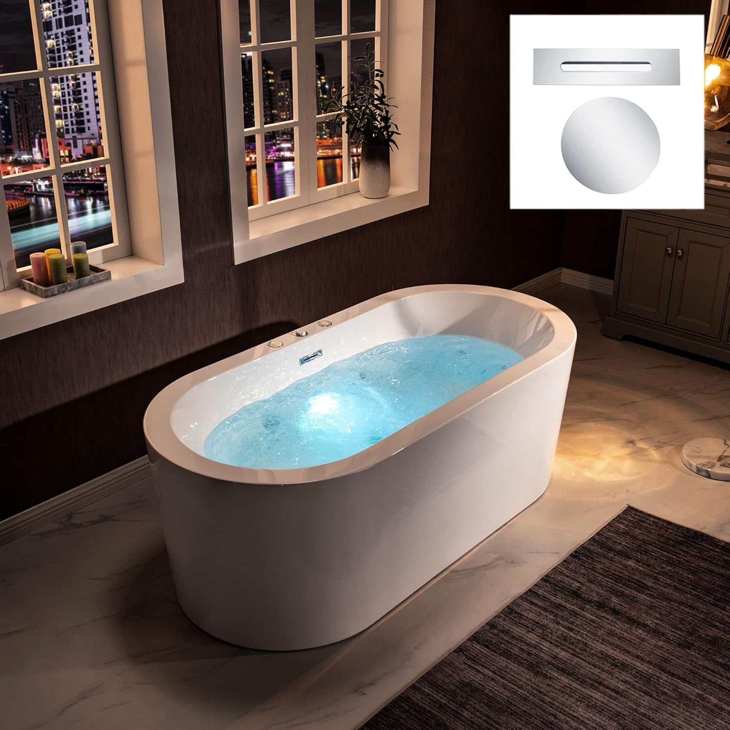 WOODBRIDGE 67' Air Bubble and Whirlpool Jetted Freestanding Bathtub B0030 / BTS1606