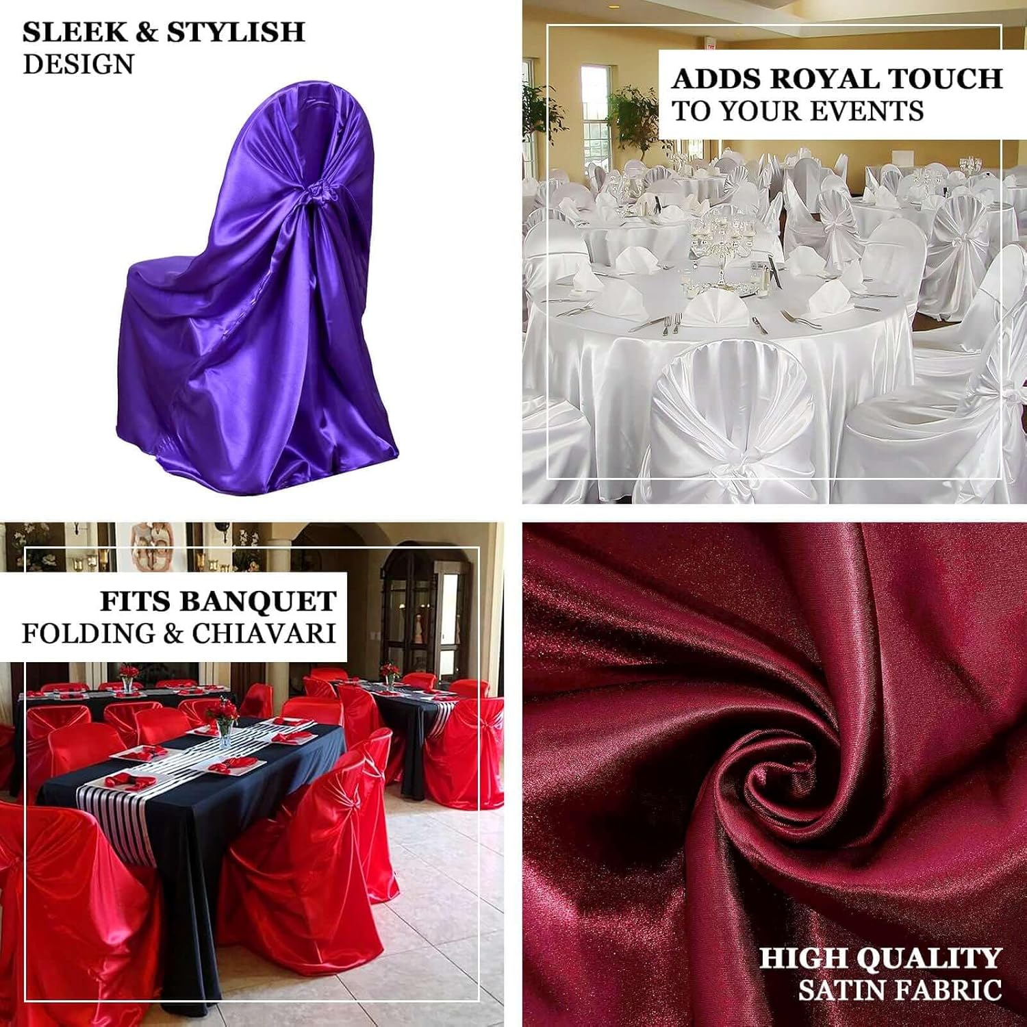 Tableclothsfactory Eucalyptus Sage Green Silky Satin Universal Chair Covers Fits All Type of Chairs Event Dinning Slipcover for Wedding Party