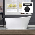 WOODBRIDGE 59' Acrylic Freestanding Bathtub Contemporary Soaking Tub with Matte Black Overflow and Drain B0083-MB-Drain &O,White