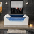 Empava PRO Series 71'x48' Whirlpool Tub | Heated Bubble Spa for 2 with Thermostatic Control & Chromotherapy | Acrylic Freestanding Soaking Bathtub, White (ETL Certified)