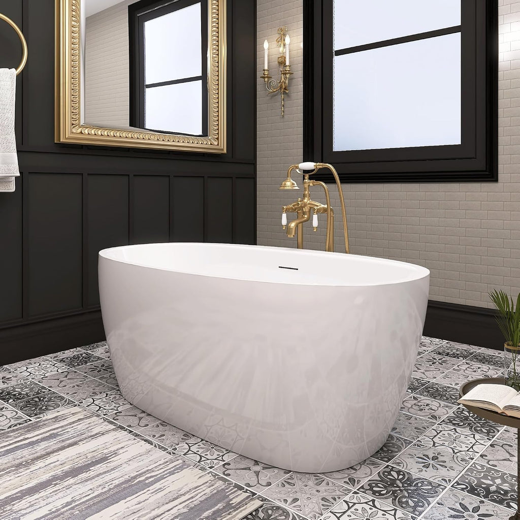 59' Acrylic Free Standing Tub, Stand Alone Tub, Freestanding Bathtub, Soaking Bathtub, cUPC Certified, YL(Glossy White)