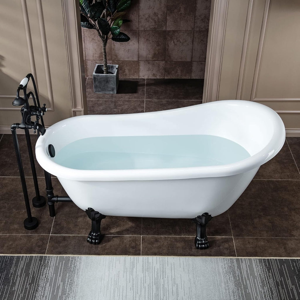 WOODBRIDGE BTA1521-MB-Feet Drain + MB Bathtub, Matte Black