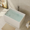 CASAINC 43' Acrylic Freestanding Bathtub, Spacious Rectangle Shape Soaking Tub, Soaking Stand Alone Tub with Chrome Overflow and Pop Up Drain, Gloss White