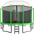 YORIN Backyard Bouncer Bundle with Basketball Hoop, Light String & Sprinkler, Heavy Duty Jumping Set for Kids & Adults, 10 12 14 15 16FT, 1500LBS Capacity, ASTM Certified, Galvanized Steel Frame