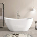 SJ STAR&JANE 60' Acrylic Freestanding Bathtub, Dual Slipper Acrylic Soaking Bathtub,Stand Alone Tub with Drain and Overflow, cUPC Certified, White