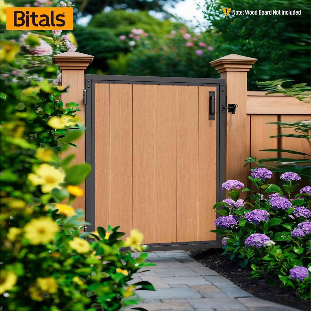 3x4FT Fence Gate Frame Kit 201 Stainless Steel Anti-Sag Heavy Duty Garden Gate Reinforcement Hardware, Left/Right Mount (No Panels Included) (34.8'W x 47.2'H)