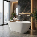 GarveeTech 67' Acrylic Freestanding Bathtub - Oval Soaking Tub with Chrome Drain, Stand alone Bathtub for Bathroom Spa,White